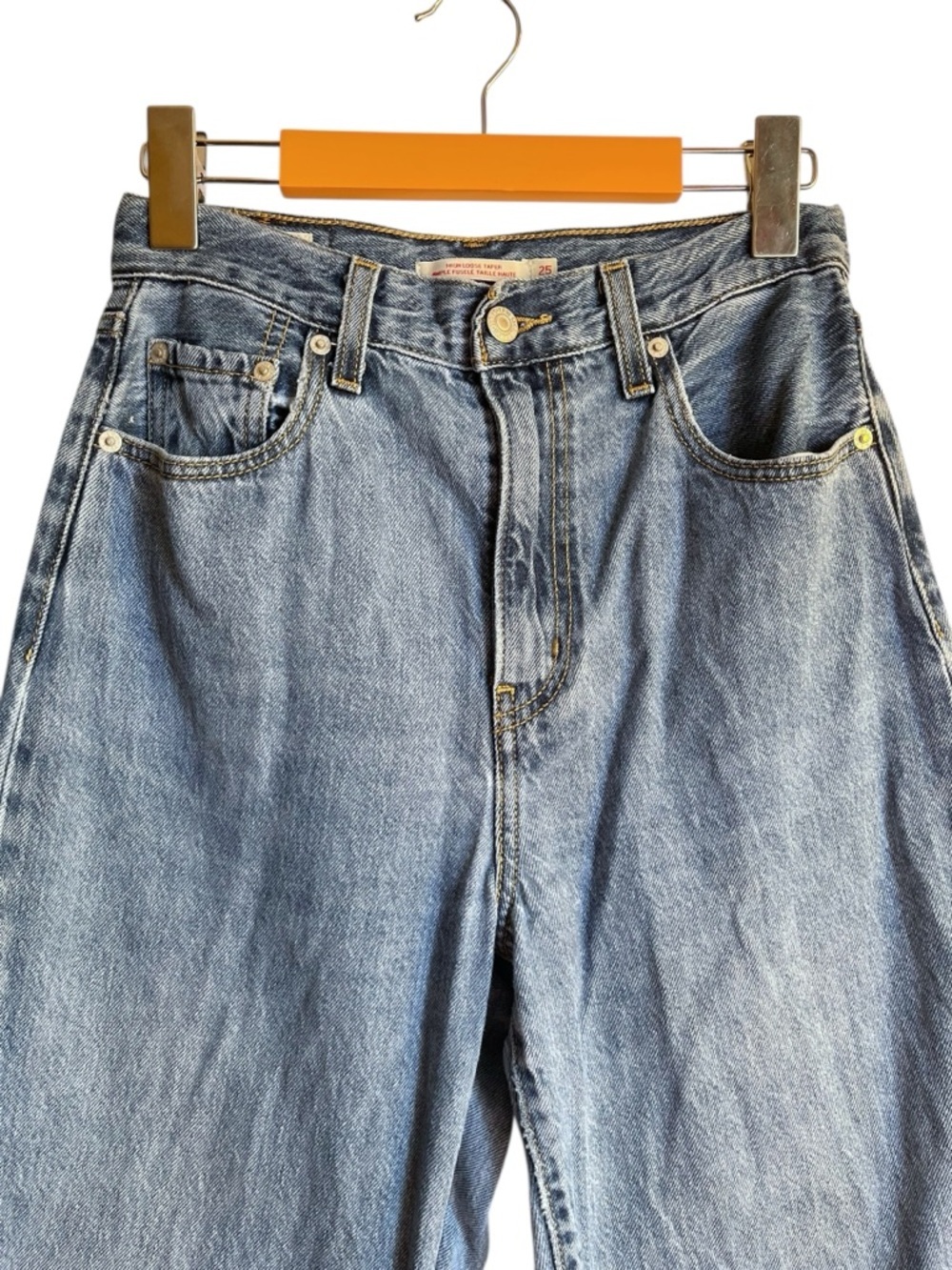 Levi’s High Loose Taper Jeans High Rise Relaxed W25 Premium Blue Denim - Picture 3 of 16